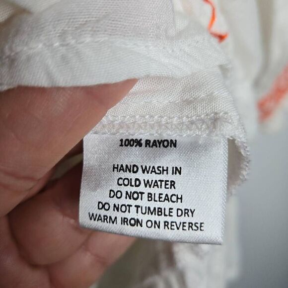 Arnhem Boho Embroidered White Orange Tunic Top Cover Up Size Large - Picture 11 of 12